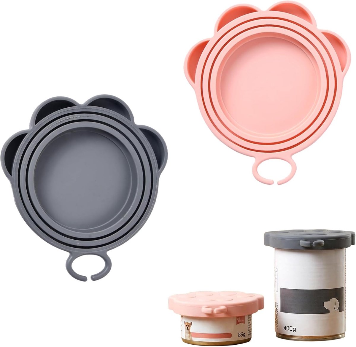 3-in-1 siliconen deksels - universele afdekking - herbruikbaar zonder BPA - ideaal voor diervoeding - m-winkel