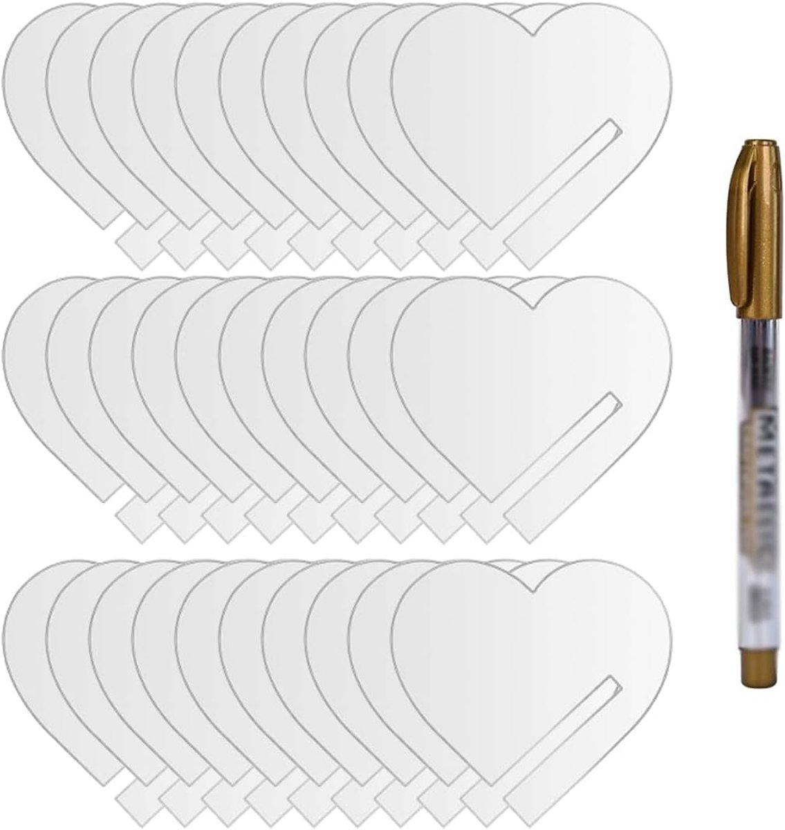 Wijnglas markers set 30 - transparante hartvorm - acryl drinklabels - perfect voor cocktails - ShopVlot