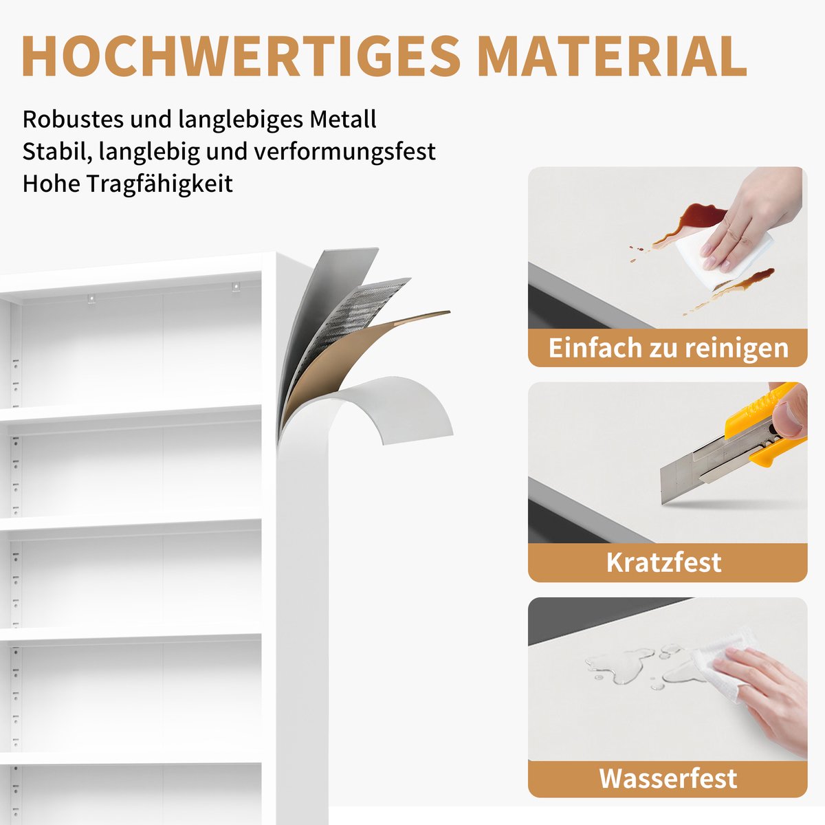 DESMIU Boekenkast - Verstelbare Planken En Deur - Industrieel Design Voor Woonkamer, Kantoor En Bibliotheek - Metaal - Wit - 60x23,6x180 Cm