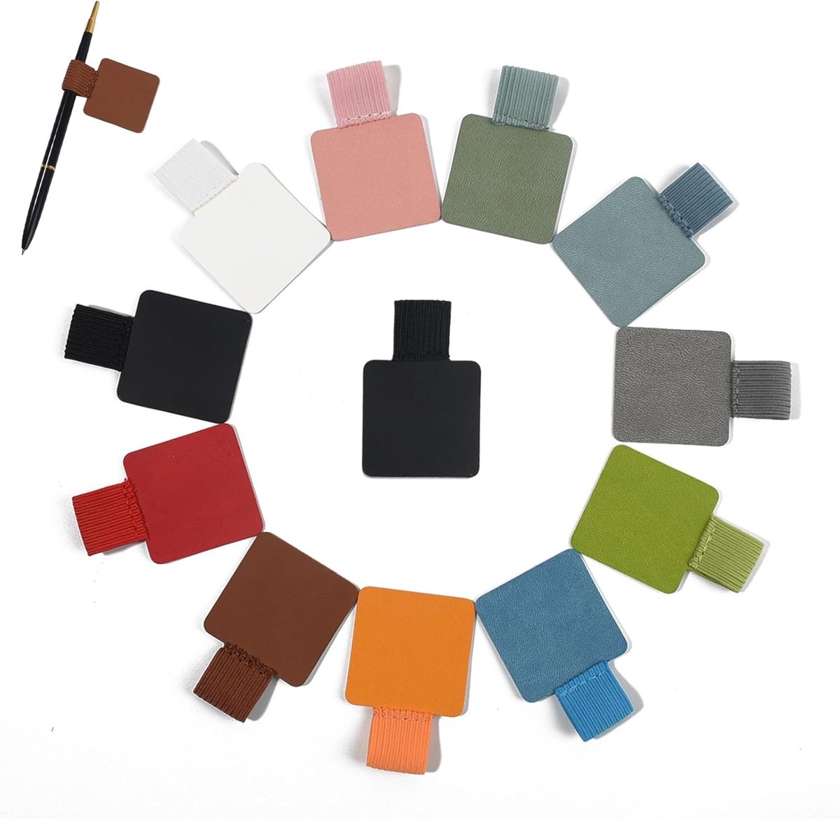 pennenhouder 12 stuks - PU-leer - zelfklevend - duurzame penlus voor notitieboeken - ShopVlot
