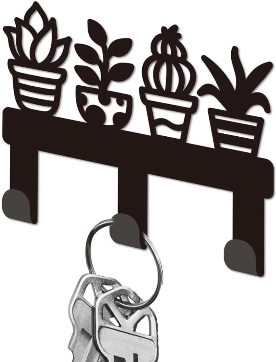 Wandhaak Sleutelhouder Small - Zwart IJzer - 3 Haken - Perfect voor het Organiseren van Sleutels - ShopVlot