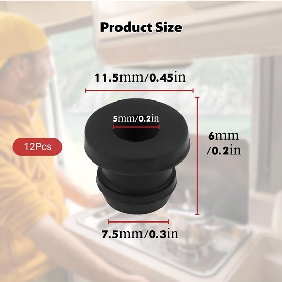 12 Stuks Conische Rubber Stops voor RV Kookplaten, Duurzame Rubber Voeten voor Potsteunen met 5mm Stangen, Geschikt voor RV Accessoires en Gadgets — afbeelding 3