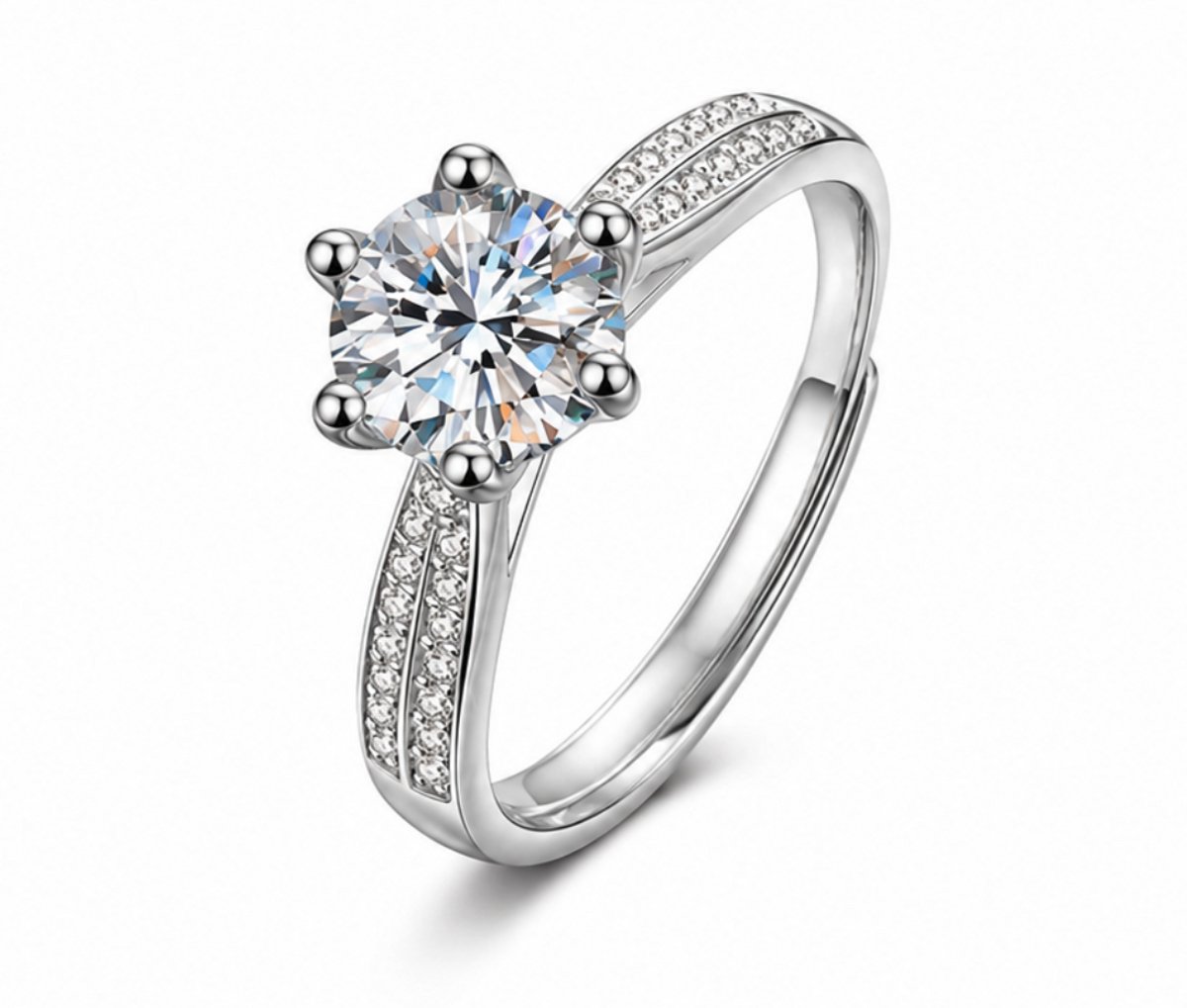 Verstelbare ring - Zilverkleurig - Verguld - Dames Ring met zirkonia - Roestvrijstalen Ringen - Sieraden – Cadeau tip – Hip - Trendy
