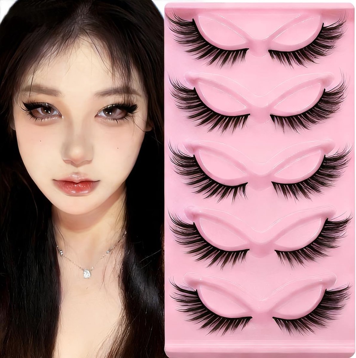 10 paar natuurlijke wimpers Wispy Strip wimperextensions, wimpers natuurlijke look valse wimpers uitlopende - ShopVlot