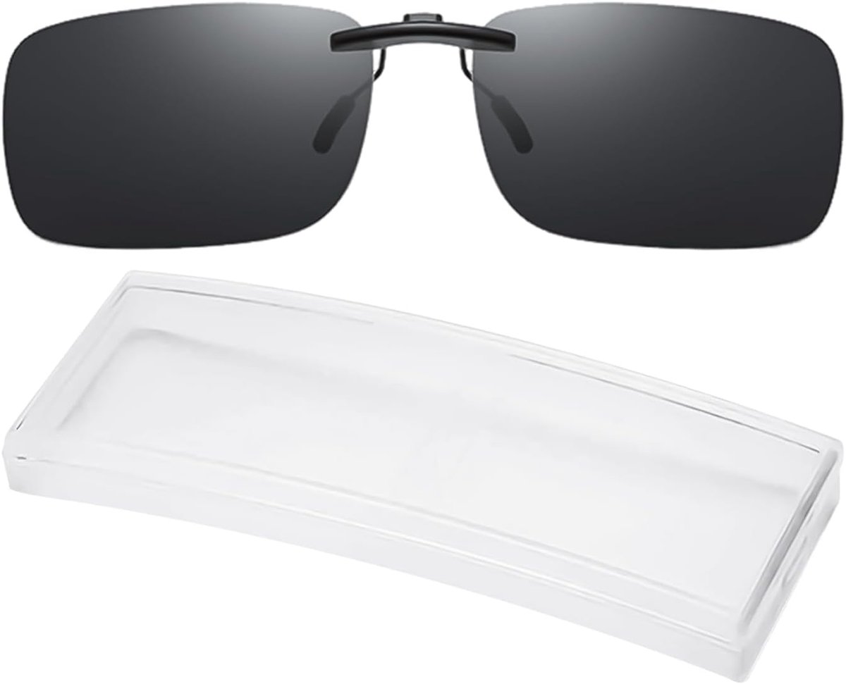 1 x Women's Sunglasses with Clip, 1 Case with Clip for Glasses, Frameless Sunglasses, Outdoor Sunglasses for Driving - ShopVlot