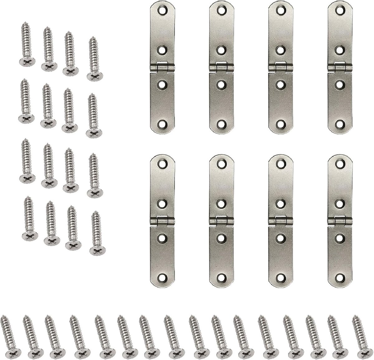 Hinges, Small, 8 Pieces, 180° Hinges, Collapsible Stainless Steel, Screw Hinge with 32 Screws for Folding Table - ShopVlot