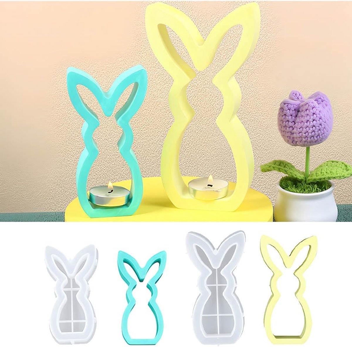 Silicone Mould Easter Moulds Easter, 2 Pieces Easter Rabbit Silicone Mould, Plaster Moulds Easter Mould Rabbit - ShopVlot