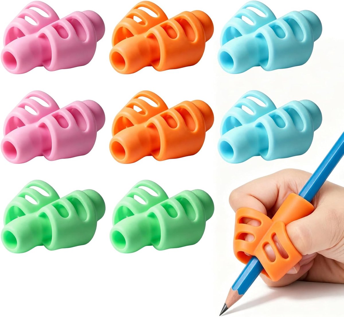 Pennenhouders voor kinderen - 8 stuks siliconen - ergonomische potloodgreep - ondersteunt schrijfmotoriek - ShopVlot