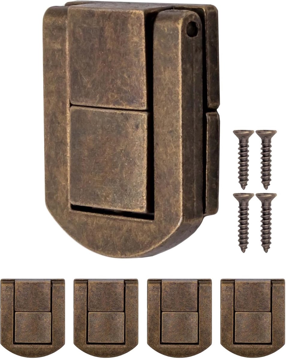 Metalen sluitingen voor dozen 30 x 25 mm - vintage bronzen look - ideaal voor kisten en meubels - set van 4 - ShopVlot