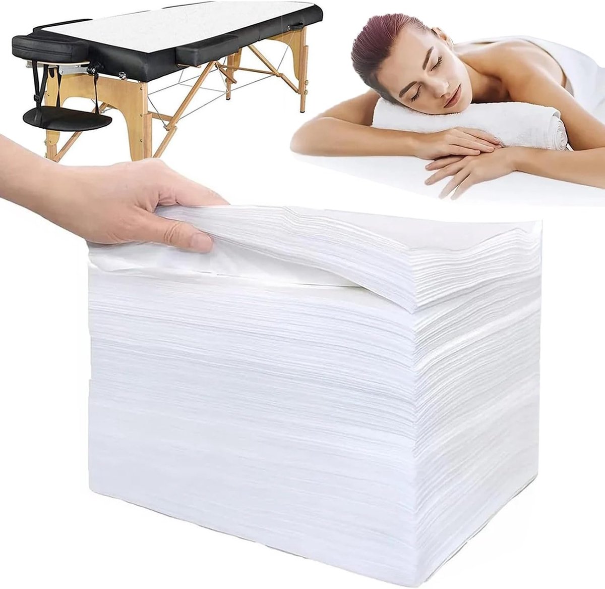 Wegwerplakens 200 stuks - 100 x 200 cm - Vliesstof - Ademend - Voor massages en schoonheidssalons - ShopVlot