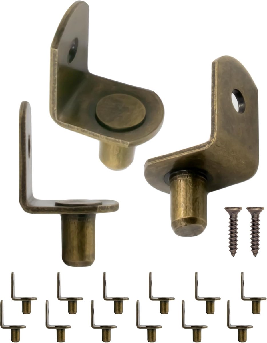 Planksteunen L-vormig 20 x 18 mm - bronzen metaal - sterke ondersteuning - ideaal voor boekenplanken - ShopVlot