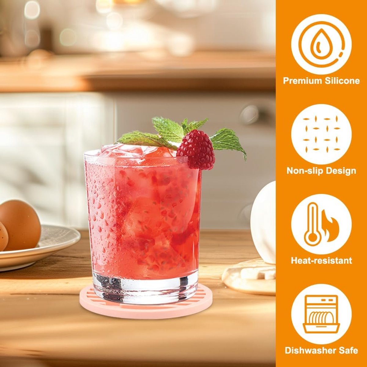 Siliconen Coasters 10x10cm - Set van 6 - Antislip - Voor Beveiliging van Tafel - ShopVlot