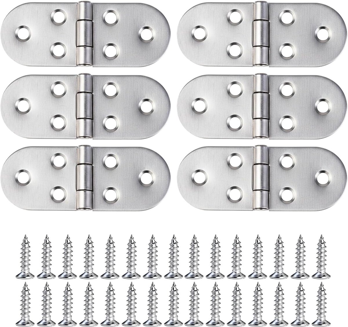 Scharnieren 8 x 3 cm - RVS - 180 graden - Geschikt voor kasten en meubels - ShopVlot