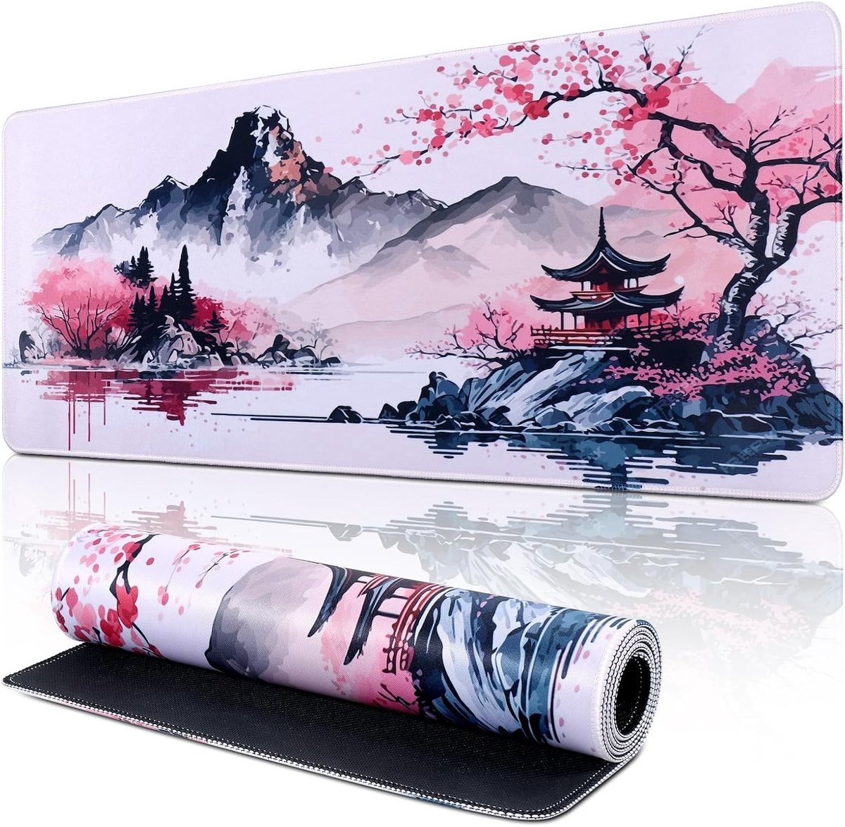 Grote Cherry Blossom Muismat XXL, 800 x 300mm, Geschikt voor Gaming en Kantoor, Antislip Rubberbasis, Waterdichte Desk Pad voor Laptop en Bureau