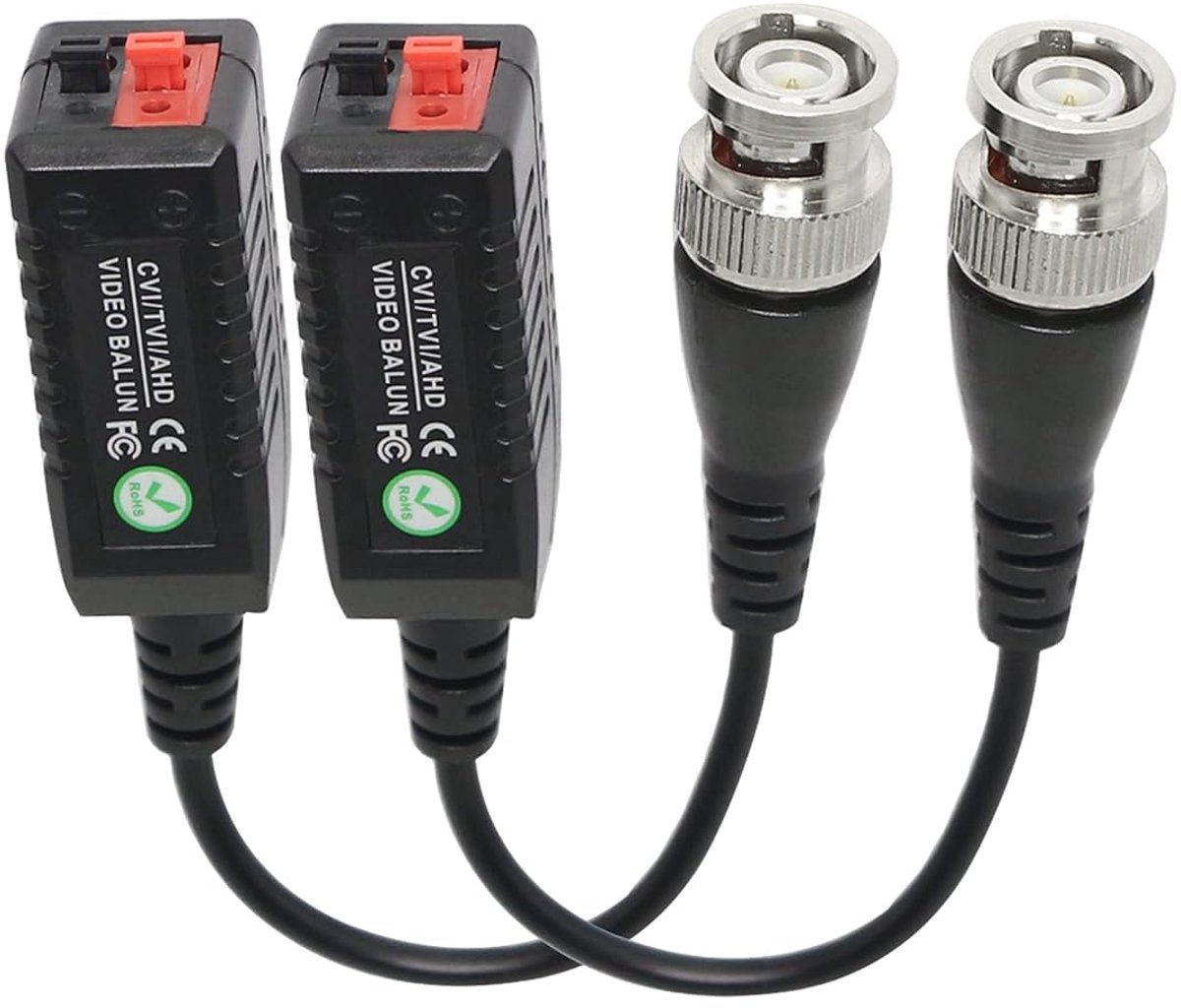 Video Balun HD-CVI TVI AHD - Passieve BNC Connector - Voor 720P 1080P CCTV Beveiligingscamera - 1 Paar - ShopVlot