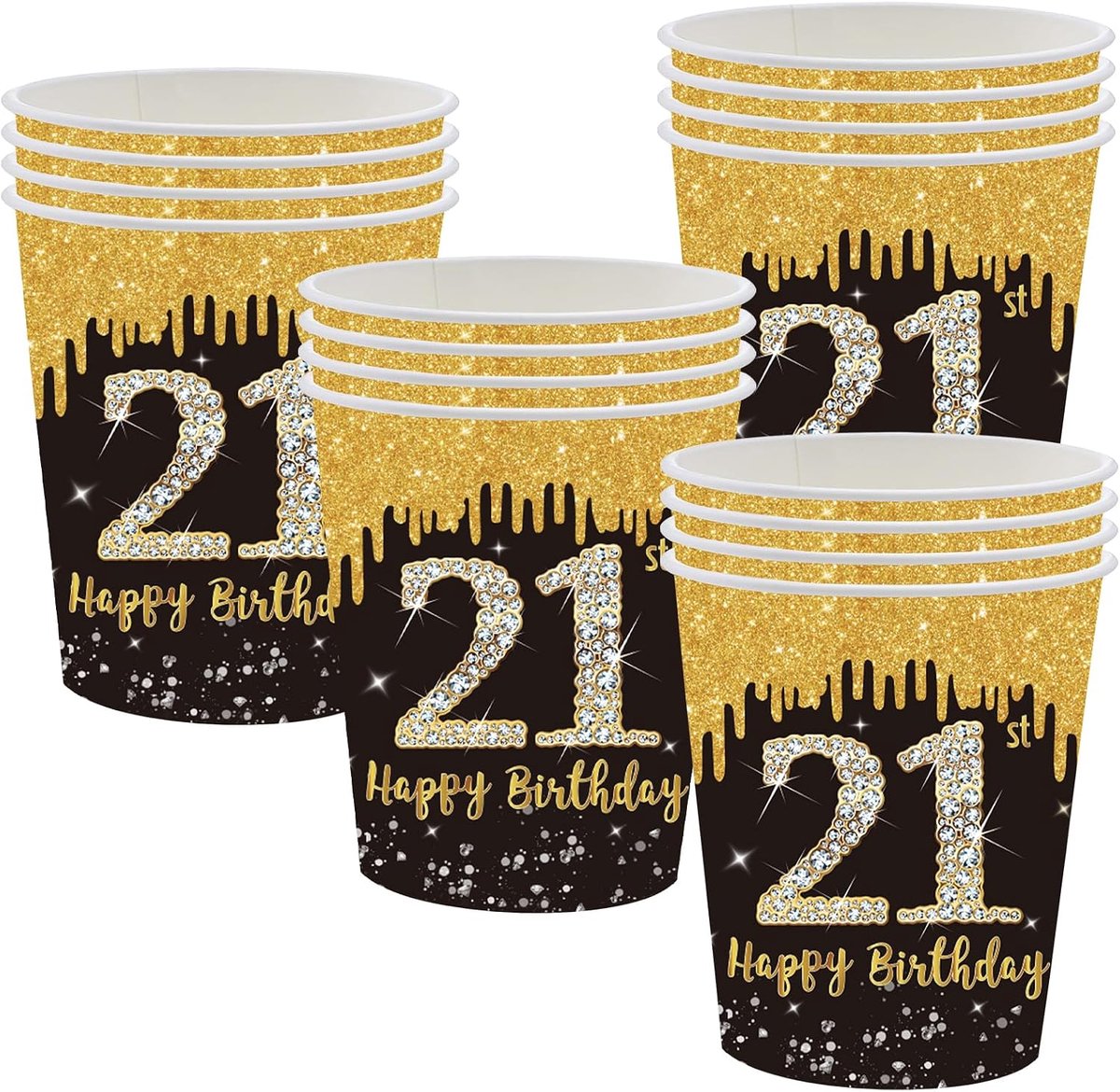 Papieren bekers 9 oz - zwart goud - feestelijke uitstraling - perfect voor verjaardagen - ShopVlot