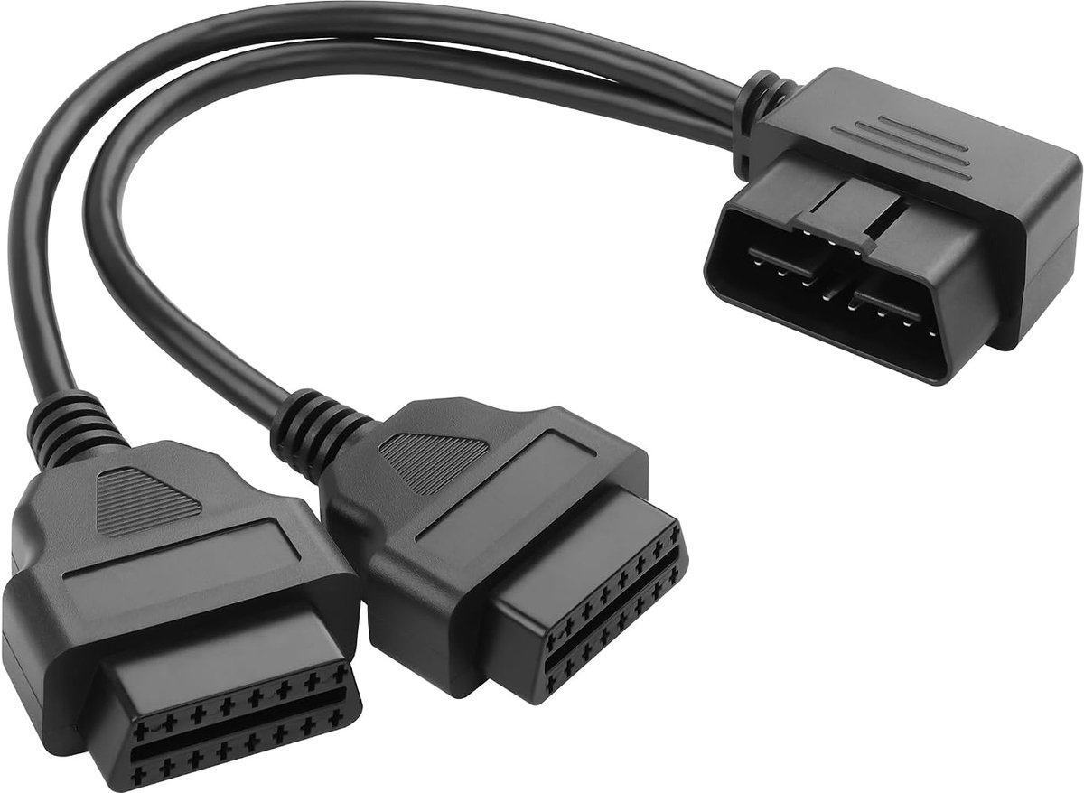 OBD2 Splitter Kabel 1FT/30cm - 90 Graden OBDII Stekker - Dual Female Splitter - Gelijktijdig gebruik van 2 apparaten - ShopVlot