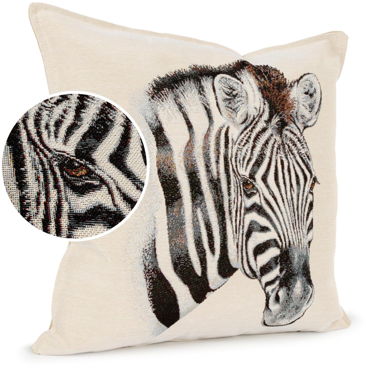 ANRO Sierkussen Zebra 45x45cm – Jacquard Gobelin Inclusief Vulling Bank Woonkamer Decoratief