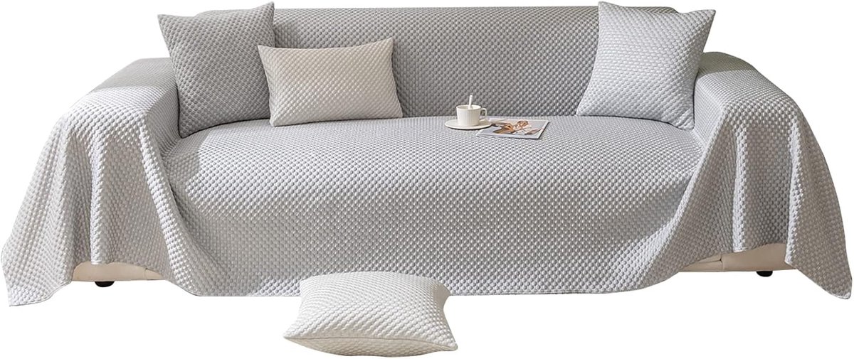 Sofa cover 210x130cm - grijs polyester - multifunctioneel - ademend en koel - ShopVlot
