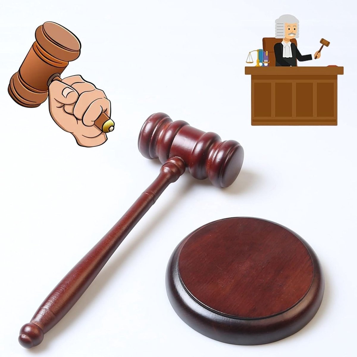 Houten Veilinghamer voor Juristen, Studenten en Verkopen - Resonantiehamer en Geluidsblok voor Vergaderingen