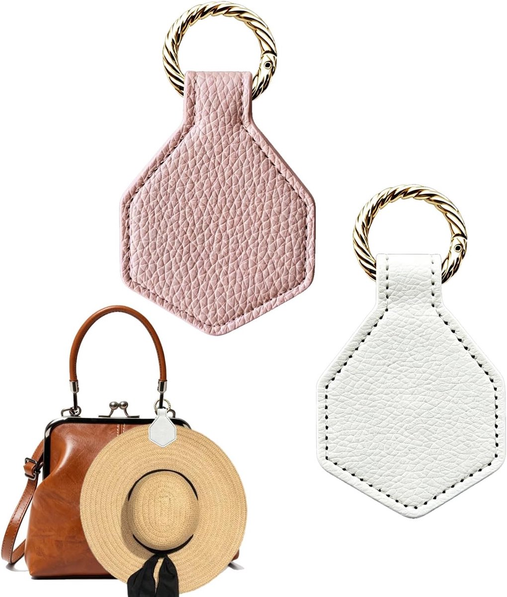 Magnetische hoedenclip 2 stuks - kunstleer, metaal - roze, wit - ideaal voor op reis - ShopVlot