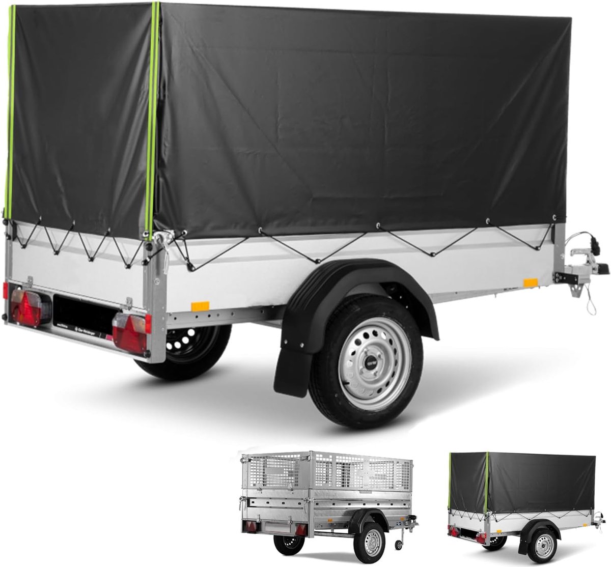 Trailerzeil 210 x 114 x 90 cm - 420D PVC materiaal - waterdicht en UV-bestendig - veilige dekking voor aanhangers - ShopVlot