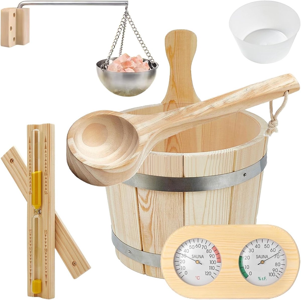 Sauna Emmer Set van 5 Liter | Hittebestendige Sauna Emmer met Inzet en Accessoires voor Ontspanning