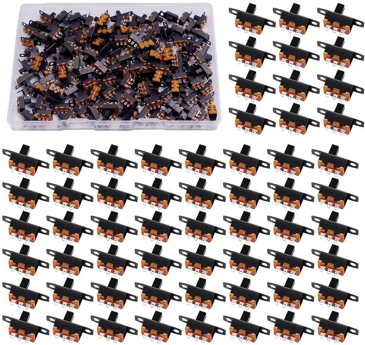 Mini-schuifschakelaar 300 stuks - 3-pins - 2 standen - betrouwbare prestaties in laagspanningscircuits - ShopVlot