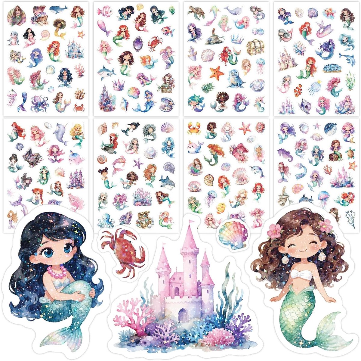 glitterstickers voor kinderen - 8 stuks - glittereffect - creatief versieren - ShopVlot