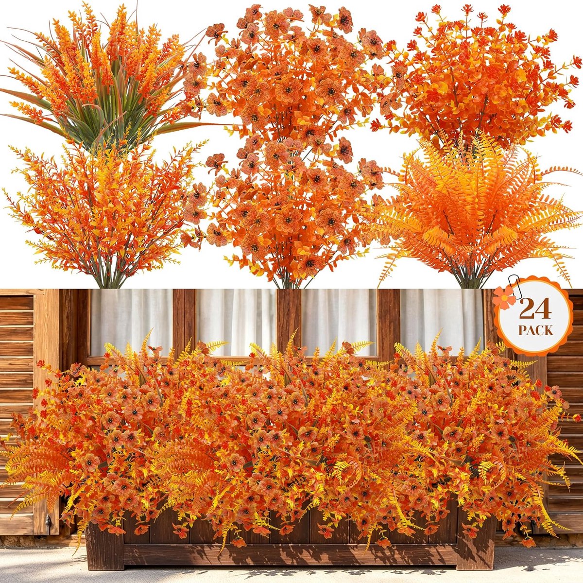 Kunstbloemstelen 24 stuks - gemengde effen bloemen - perfect voor vaasdecoratie - ShopVlot