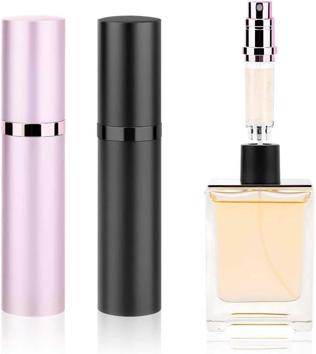 Vulbare Parfumatomiser 5 ml - Zwart + Roze - Compact ontwerp - Perfect voor onderweg - ShopVlot