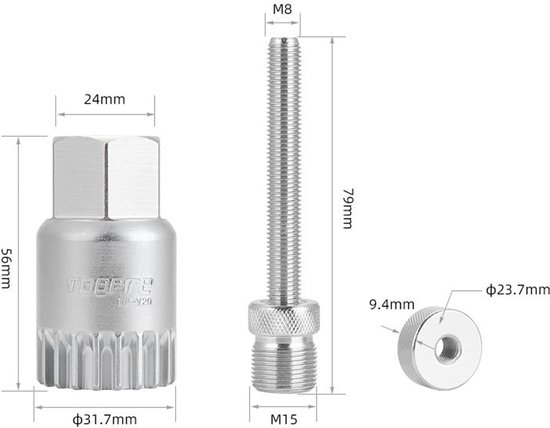 Fietskogelverwijderaar 20 Tanden - Hoogwaardige Staal - Geschikt voor 24 mm en 1/2 inch - Eenvoudig in gebruik - ShopVlot — afbeelding 3