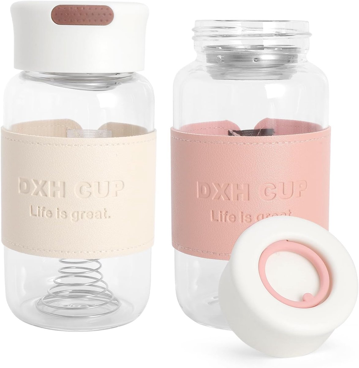 Glazen shaker 500 ml - set van 2 - borosilicaatglas - BPA-vrij - ideaal voor eiwitshakes - ShopVlot