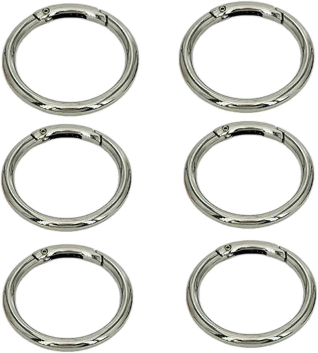 Ronde karabijnhaken 6 stuks - 6 cm buitendiameter - zinklegering - ideaal voor sleutelhangers - ShopVlot