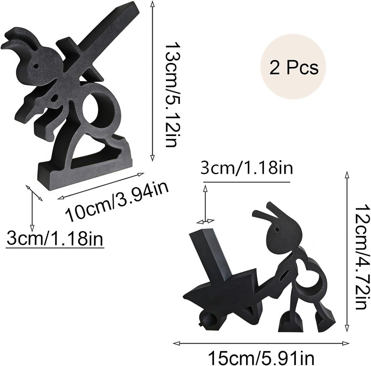 Grappige toiletpapierhouders in de vorm van 3D-geprinte mieren voor unieke badkamerdecoratie en sfeervolle woonkamerinrichting, set van 2 stuks