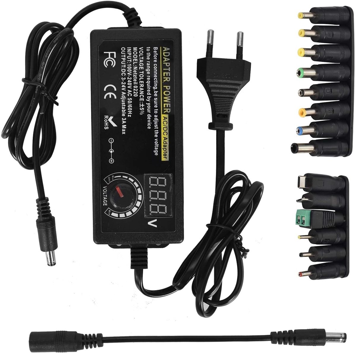 Verstelbare AC Adapter 3-24V-3A - Universele Adapter AC/DC 100V-240V - Geschikt voor Thuis Elektronica - ShopVlot
