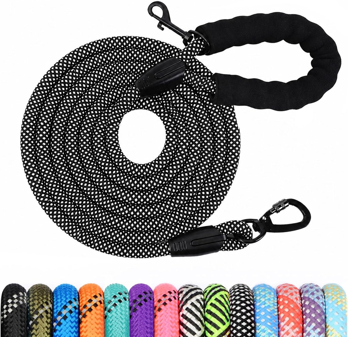 Hondenriem 1,2 m - Gevoerde handgreep - Diverse lengtes en kleuren - Ideaal voor training - ShopVlot