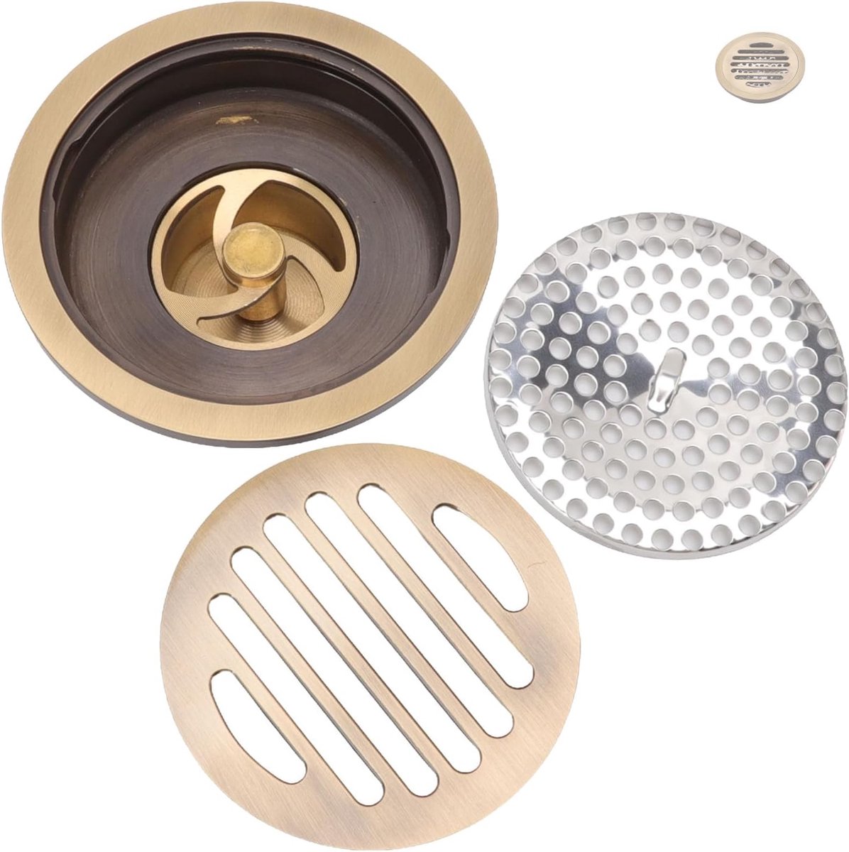 Doucheafvoer Rond - Vintage Stijl Goud - Stevig en Slijtvast - Effectieve Dierenstopper - ShopVlot