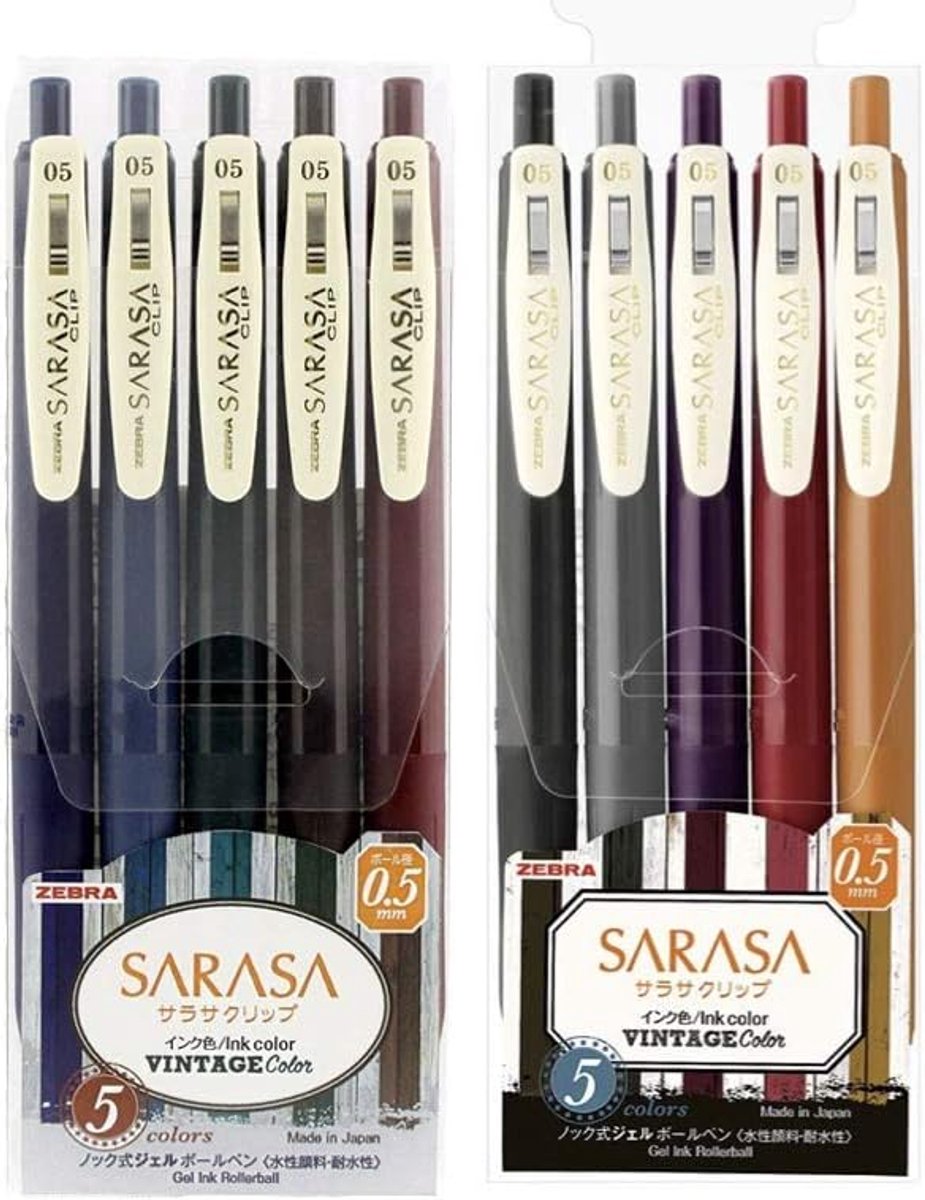 Gelpen 0.5 mm - in vintage kleuren - set van 10 - perfect voor dagelijks schrijven - ShopVlot