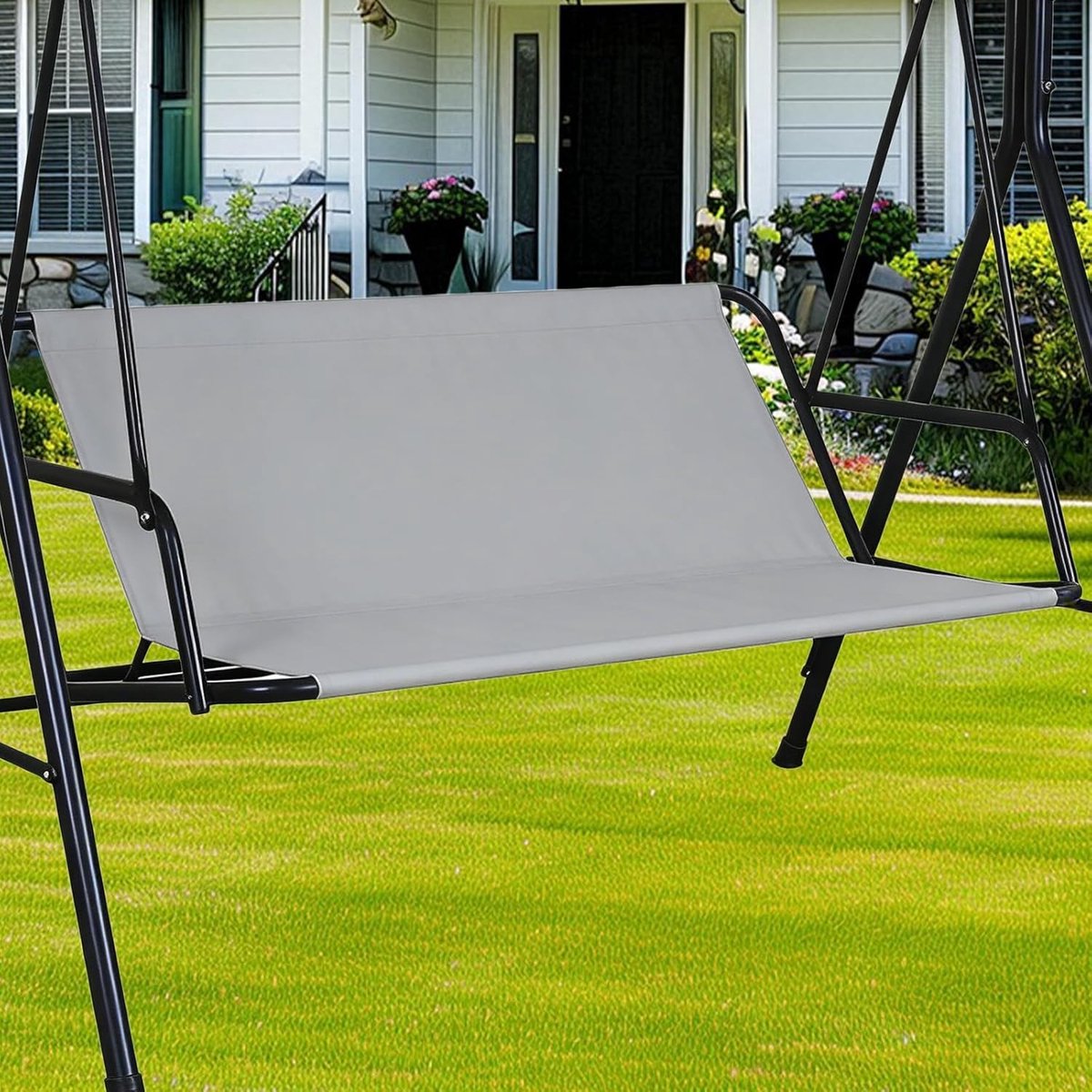Vervangende Stoelhoes voor Schommelbank 148x50x50cm van 600D Oxford Stof voor Tuin en Balkon (Grijs)