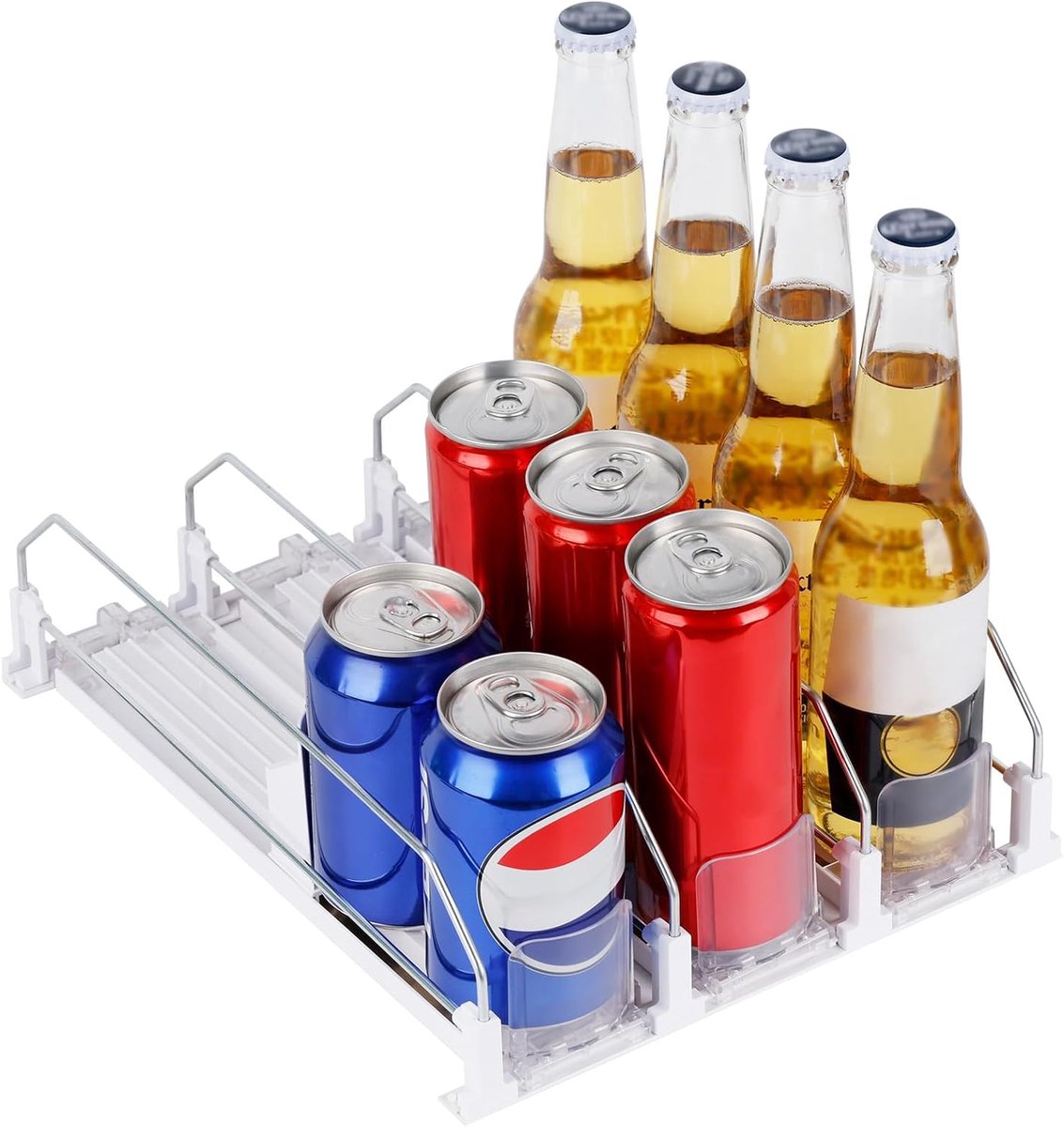 Koelkast organizer 31 cm - Automatische blikdispenser - Houder voor flesjes - Optimaliseer je koelkastruimte - ShopVlot
