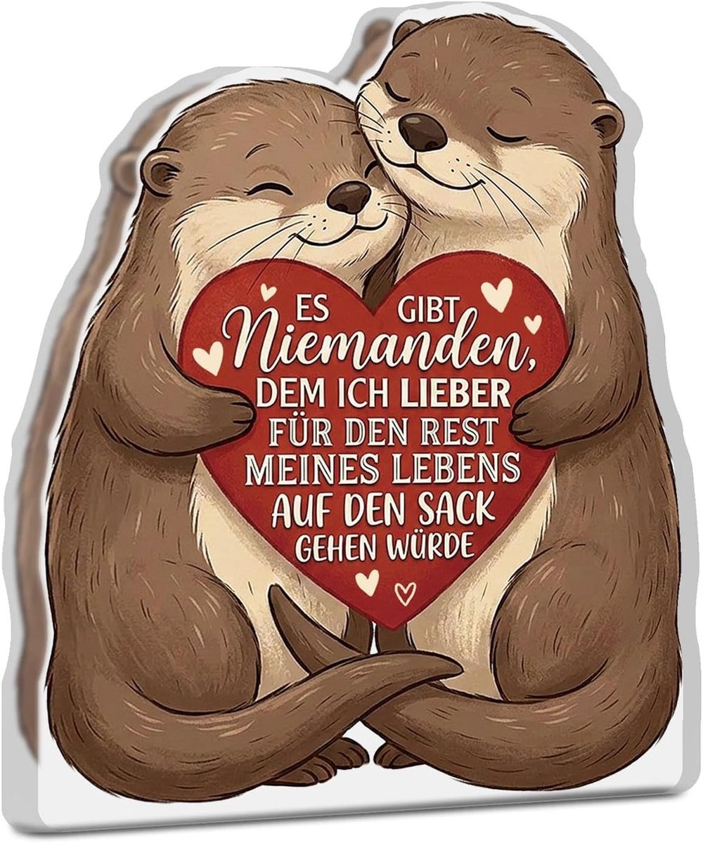 Putuo Decor Otter acryl standaard, grappige liefdesspreuk met omhelzing voor partner, slaapkamer - ShopVlot