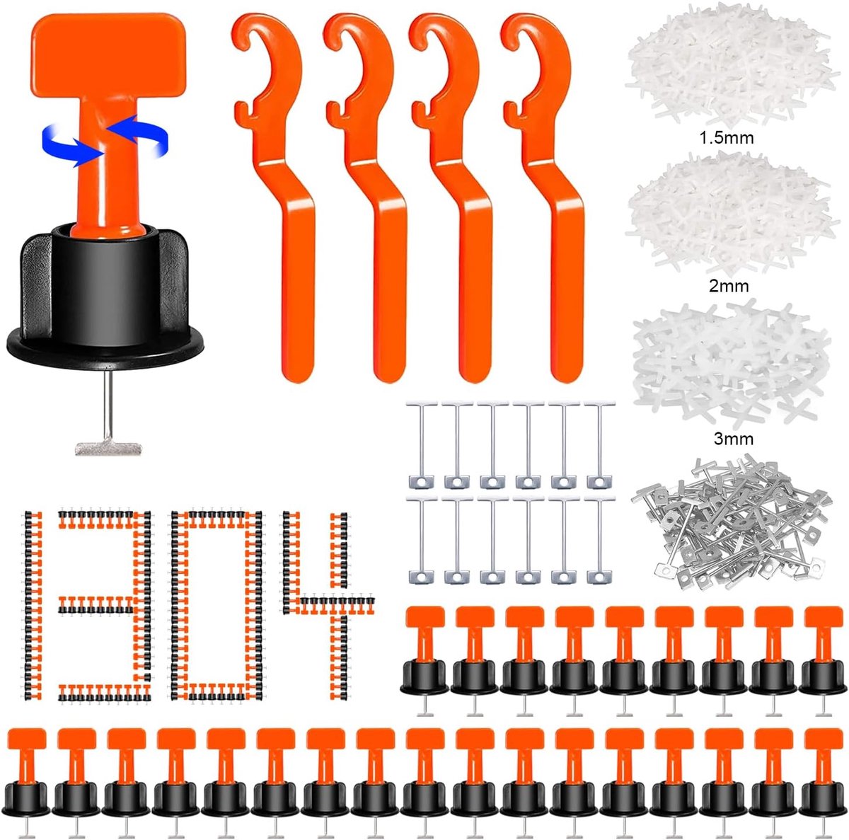 200 Pieces Rotatable Tile Leveling System Tiles Leveling System 2mm Tiles Leveling System 3mm Tile Crosses 1.5mm - ShopVlot