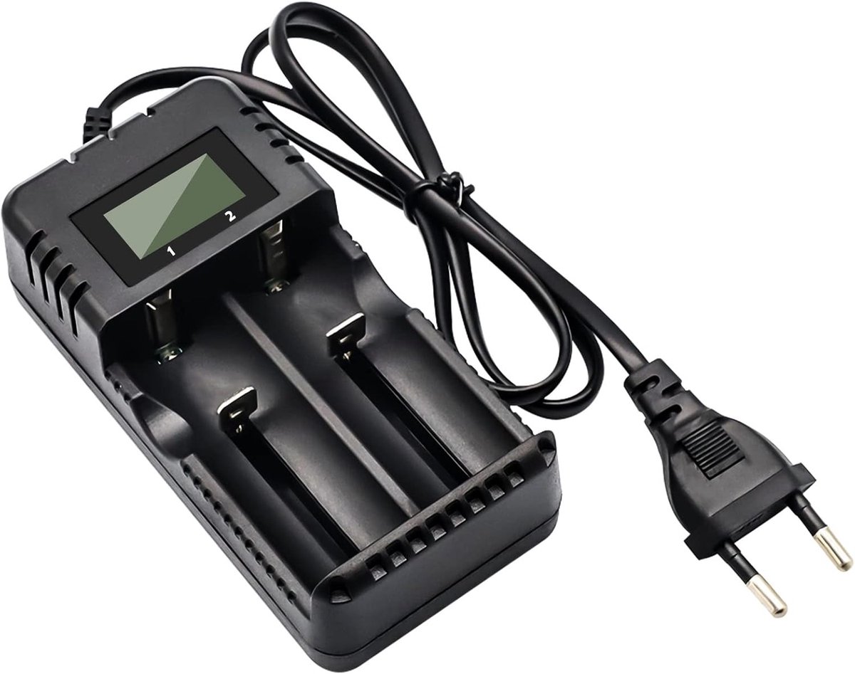 Battery Charger LCD Display Li-Ion Battery Charger Intelligent Fast Charger 2 Socket Head Compatible with a Large - ShopVlot