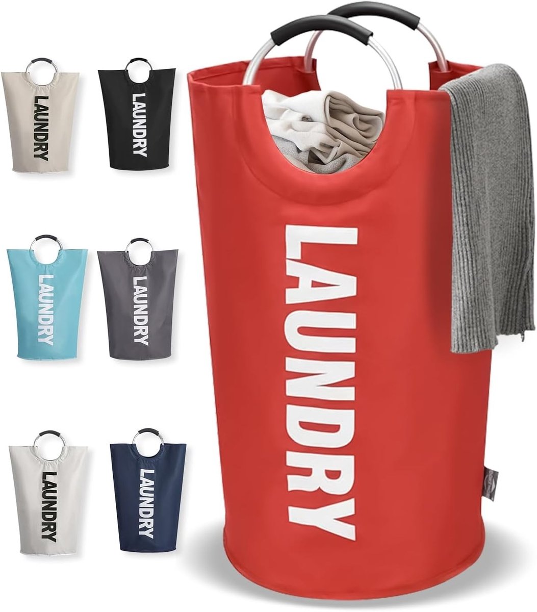 90L Large Laundry Basket, Collapsible Laundry Basket with Aluminium Handles, Waterproof Oxford Fabric, Freestanding - ShopVlot