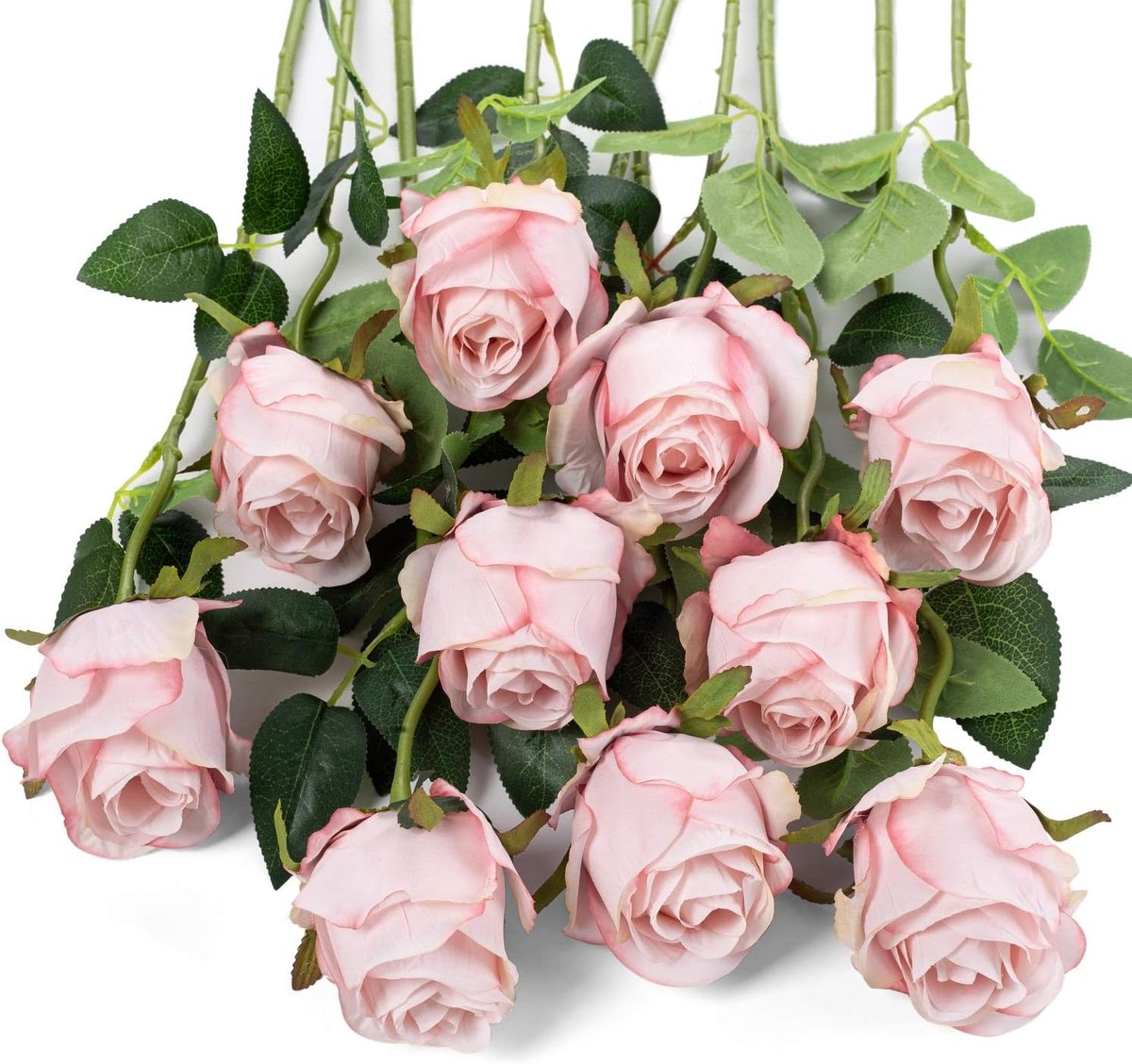 10 Pcs Artificial Roses Flowers Long Stem Fake Silk Roses for DIY Wedding Bouquet Table Centerpiece Home Decoration - ShopVlot