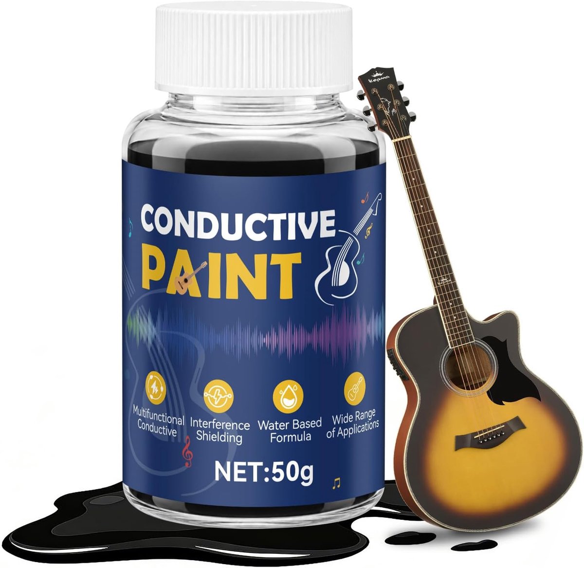 Conductive paint, conductive adhesive, conductive silver, water-based, carbon coating suitable for guitar shielding - ShopVlot