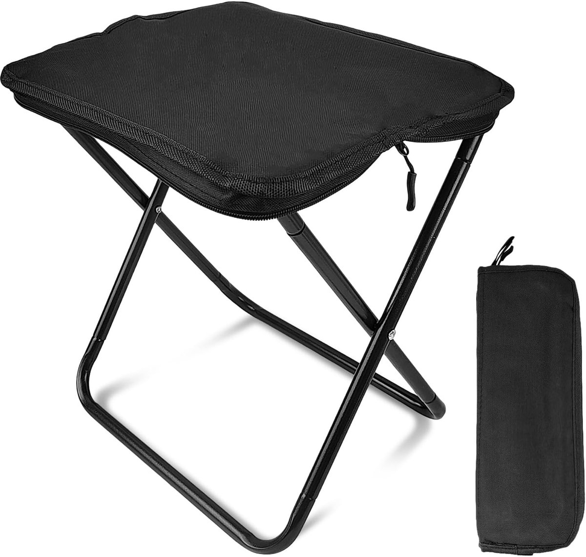 Foldable Stool Foldable Black Extra Large Oxford Fabric Camping Stool High Load Capacity for Hiking Fishing Outdoor 33 - ShopVlot