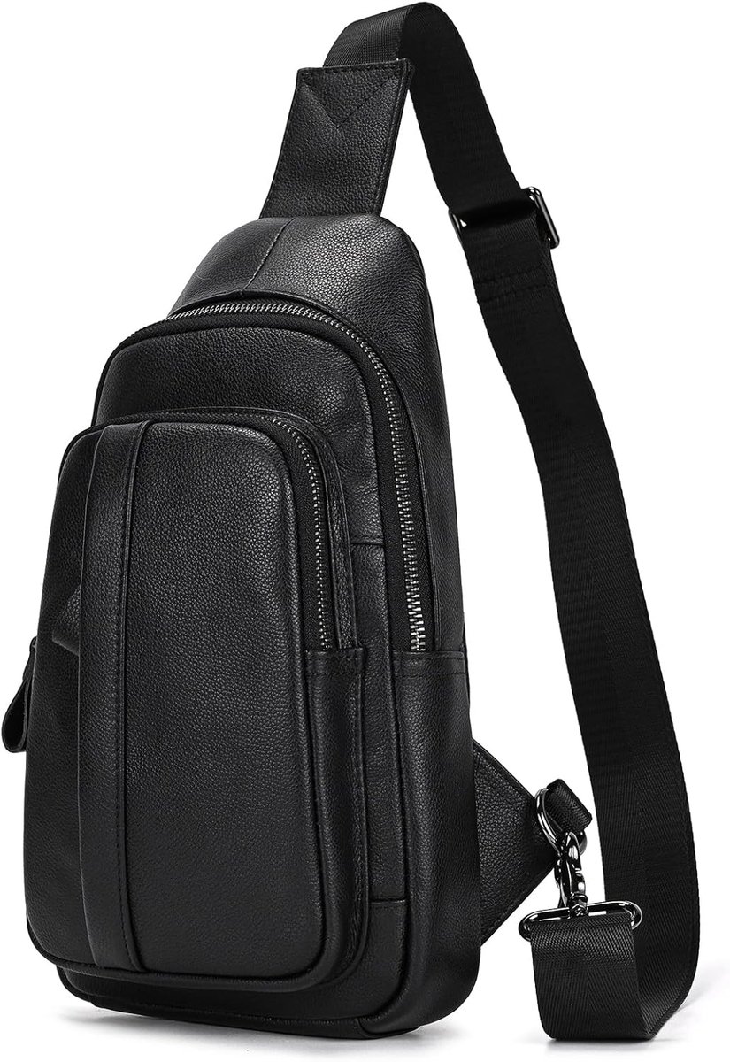 Sling Bag Leren schoudertas, borsttas, schoudertas, heren, buiktas, tas, rugzak, dagrugzak - ShopVlot