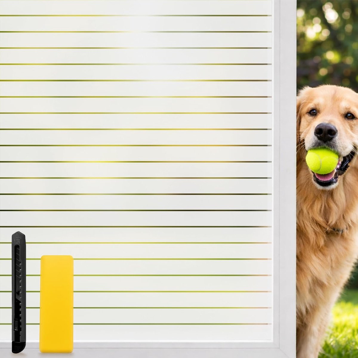 Privacy Raamfolie Strepen Statische Raamsticker Zonder Lijm, Privacybescherming Anti-UV Herbruikbare voor Woonkamer - ShopVlot